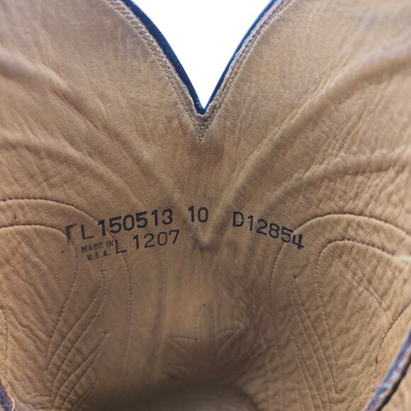 Lucchese Classics Black Cherry Goat Leather Cowboy Boots Mens 10D French Toe - Picture 13 of 14